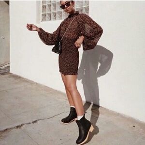 Frye Black Odessa Ankle Wooden Platform Boots